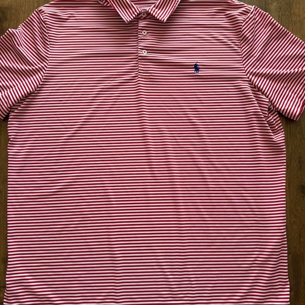Polo Ralph Lauren Performance Striped Polo Red White XXL Golf